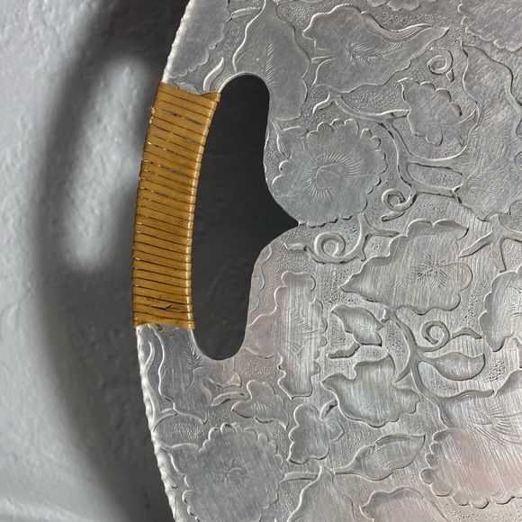 Hand Hammered Floral Serving Tray - Floral-PRICE IS FIRM - Picture 5 of 14